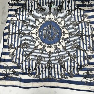 Dior Navy and White Striped Scarf